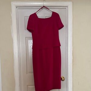 Talbots Bright Fuchsia Silk Midi Sheath Dress